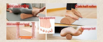 Cork half balance board balance training Set &Resistance Bands-Foot Strengthener for Enhanced Foot Function &Set of 2 Silicone gel toe separators – bunion corrector that relieves pain and realigns the big toe. &Improve foot Strengthener, Indoors Balance B