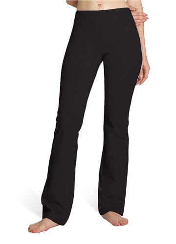 Houmous S-XXXL 29''31''33''35'' Inseam Women's Cotton Bootcut Pants Inner Pocket - color: Black, size: X-Large/31" Inseam