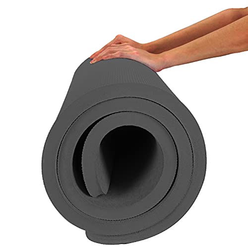 Hatha Yoga 4/5 inch TPE Yoga Mat Fitness & Exercise Mats Large Size 72"L x 32"W Non-Slip Anti-Tear For Women Men - color: Black