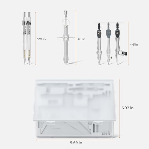 Nicpro 22 PCS Compass Geometry Tools with Case, Drafting Tool Geometry Set | With Swing Arm Protractor, Rulers, Metal Compass, Square Set, Mechanical Pencil, Back to School Supplies for Students