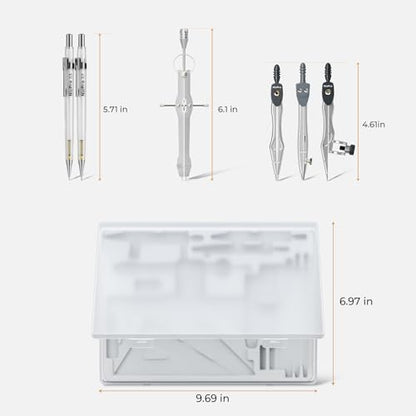 Nicpro 22 PCS Compass Geometry Tools with Case, Drafting Tool Geometry Set | With Swing Arm Protractor, Rulers, Metal Compass, Square Set, Mechanical Pencil, Back to School Supplies for Students