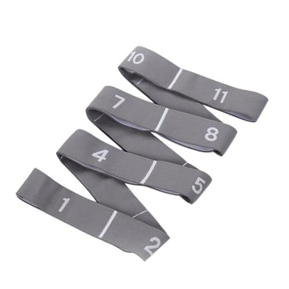 11 Loops Stretch band - Yoga, Pilates, Ballet, and Physical Therapy Stretching strap for Flexibility, Leg Stretching, and Exercise - Durable Stretching equipment for Dance and Fitness - color: 11 Grids-Grey
