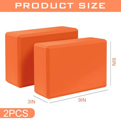 9"x6"x3" Yoga Block, 2 Pcs Soft Non-Slip Foam Blocks Supportive - color: Orange
