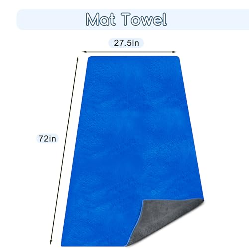 Yoga Mat Towel, Extra Thick (600GSM) Soft Hot Yoga Towel, Non-Slip and Sweat Absorbent for Hot Yoga, Bikram, Pilates, and Fitness, 72" x 27.5", Dual-Color, Grey/Blue - color: Dark Blue