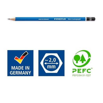 Staedtler Mars Lumograph Art Set | 6 Assorted Sketch Pencils For Drawing, Polymer Block Eraser and Metal Sharpener 61 100C8LU - size: 1 Count (Pack of 1), style: Classic