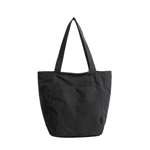 Barsine Tote Bag for Women Unisex Lightweight Nylon Totes Purses and Handbags Large Casual Shoulder Hobo for Travel Gym - color: Black