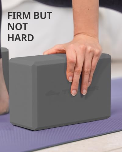 Trideer Yoga Blocks 2 Pack, Soft Non-Slip Foam Blocks with Beveled Edges for Alignment and Stretching in Yoga, Pilates, and Dance - Supportive, Lightweight, Odor Resistant, Latex-Free - color: Gray