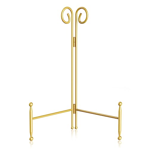 SVENJBB Plate Holder Display Stand, 6 Inch Decorative Plate Stands for Display, Gold Iron Easel Display Stand for Picture, Book, Photo Frame and Decorative Plates (1 Pack)