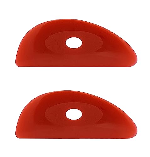Creative Hobbies Red Soft Silicone Pottery - Pack of 2 | Ultra-Soft Ceramic Sculpting Tool for Smooth Finishing and Removing Finger Marks | Essential Tool for Potters (Shape 3) - color: Shape 3
