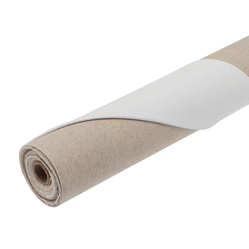 Centurion 11 oz. Acrylic Primed 100% Linen Canvas Roll, 84 inches x 30 Yards Double Primed Medium Weight with Even Surface Texture - Archival Ready to Stretch Linen Canvas Material for All Wet Media