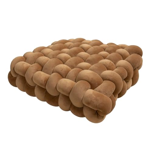 Knot Pillow Meditation Cushion Large Floor Cushions for Sitting Funky Throw Pillows Chair Pillows Soft Pad Square Knotted Seat Cushions Home Decoration Living Room Bedroom Sofa Couch Coffee - color: Coffee, size: 13*12*4.5"