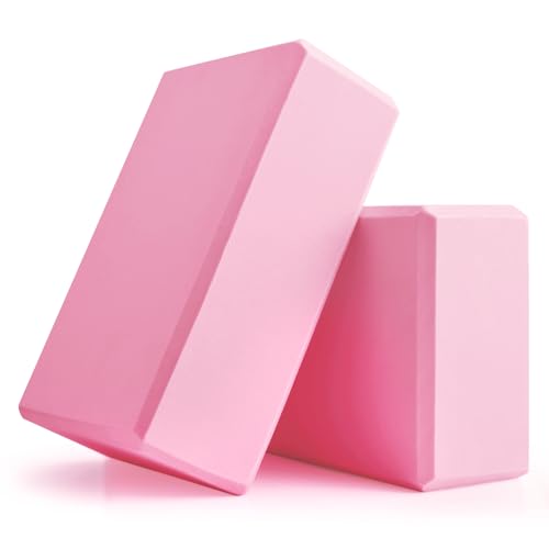 Yoga Blocks 2 Pcs, 9"x6"x3" Yoga Brick Foam Blocks EVA Foam Block Yoga Props Accessories for Yoga Pilates Stretching and Meditation - color: Pink