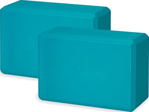 Gaiam Yoga Block - Supportive Latex-Free Eva Foam - Soft Non-Slip Surface with Beveled Edges for Yoga, Pilates, Meditation - color: Vivid Blue, style: 2 Blocks