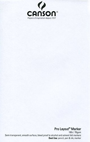Canson Artist Series Pro Layout Marker Pad, 14” x 17”, Fold-Over Cover, 50 Sheets (100511049), 14" x 17", White (Pack of 12) - size: 14" x 17" (Pack of 12)
