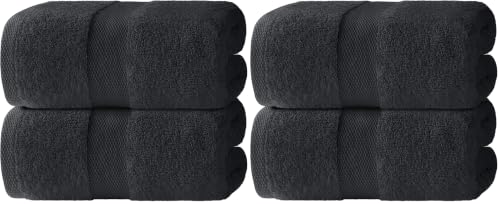 White Classic Luxury Soft Bath Sheets Set - 650 GSM Cotton Luxury Bath Towels Extra Large 35x70 | Highly Absorbent and Quick Dry | Hotel Quality Extra Large Towels Oversized, Black, 4 Pack - color: Black, size: Bath Sheets, 4 Pack