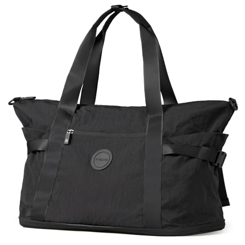 mixi Travel Tote Bag for Women Large Expandable Travel Bag Waterproof Lightweight Carry On Personal Item Handbag - color: Black With Shoe Pouch