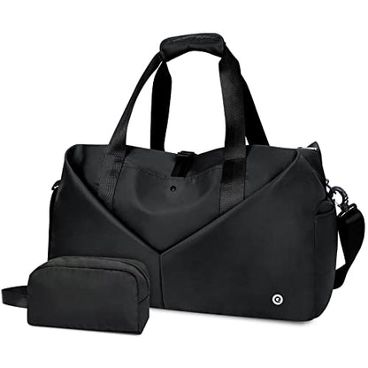 Ceneda 20" Gym Bag for Women with Wet Pocket & Shoe Compartment, Lightweight Duffel Waterproof Carry On Duffle for Travel, Yoga, Overnight (Black) - color: Black
