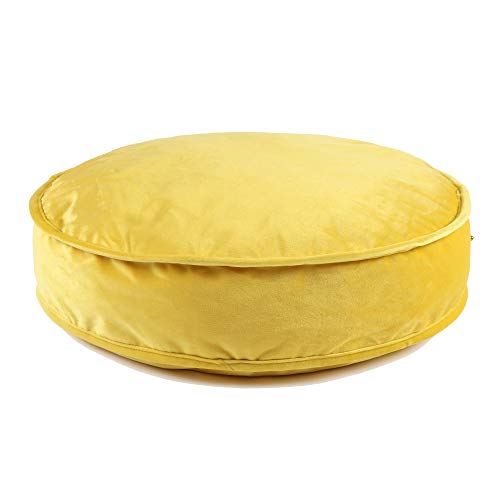 Round Floor Pillow Cover Velvet Throw Seating Pouf Yoga Meditation Cushion Plush Case Reading Room Decor Cover Only (19.7IN, Yellow) - color: Yellow, size: 19.7" x 19.7" (Pack of 1)