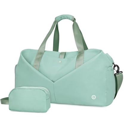 Ceneda 20" Gym Bag for Women with Wet Pocket & Shoe Compartment, Lightweight Duffel Waterproof Carry On Duffle for Travel, Yoga, Overnight (Mint Green) - color: Mint Green