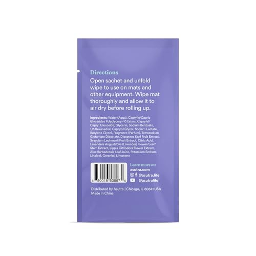 ASUTRA Yoga Mat Wipes (Lovely Lavender), Individually (1 Box = 30 Wipes) - size: 1 Box (Pack of 30)