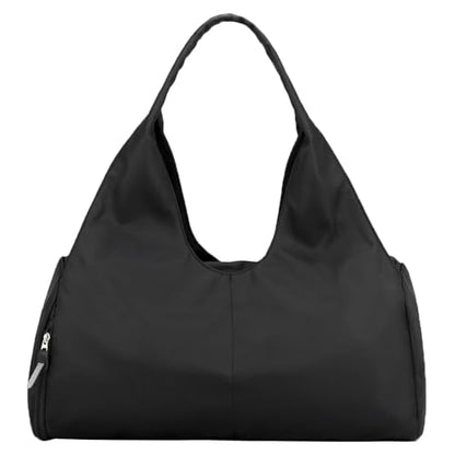 Forestfish Gym Bag For Women With Shoes Compartment & Wet Dry | Compact & Lightweight, Water Resistant, Use as Yoga bag, Pilates bag, Duffel bag - color: Black