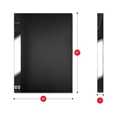 Presentation Book 40 Clear Pockets Sleeves Protectors Art Portfolio Clear Book for Artwork, Report Sheet, Letter (16.5x12.1inch) - size: 16.5x12.1inch (Black)