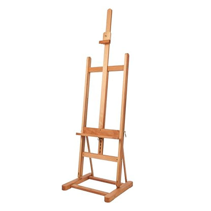 Mabef M10 Studio Easel, Oiled Beech Wood H-Frame Artist Easel with Adjustable Height and Tilt for Oil Acrylic Pastel Painting - style: Adjustable,Sturdy