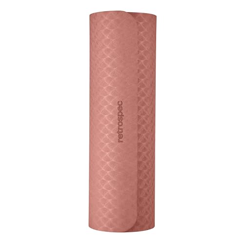 Retrospec Zuma 1/2" Yoga Mat Non Slip Exercise Mat For Pilates, Workout | 72x24x1/2", Gym Mat, Yoga Mat Strap, TPE Yoga Mat, Eco Friendly, Elastic Memory Foam, Moisture Resistant, BPA, Latex Free - color: Rose