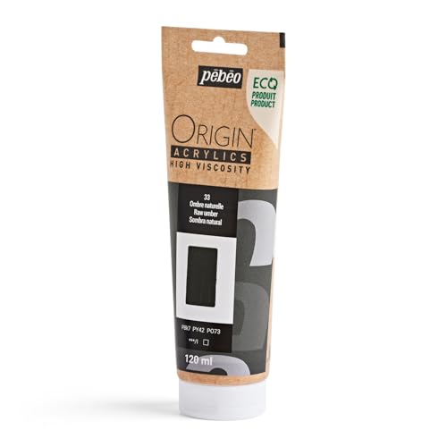 PEBEO Origin Acrylics 120ml Matte Acrylic Paint, Raw Umber | Cool earth brown for underpainting and natural shadows - high-viscosity matte acrylic paint in a 120 ml eco-tube. - color: Raw Umber