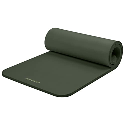 Retrospec Solana Yoga Mat 1" Thick w/Nylon Strap for Men & Women - Non Slip Exercise Mat for Home Yoga, Pilates, Stretching, Floor & Fitness Workouts - color: Wild Spruce