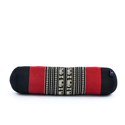 Leewadee Small Yoga Bolster – Shape-Retaining Cervical Neck Roll, Tube Pillow for Comfortable Reading, Kapok Filling, 22 x 6 x 6 inches - color: Sf13 - Red, Black