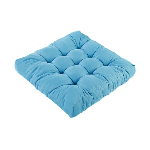 Meditation Floor Cushions, Thickened Floor Pillow for Adults, Large Square Pillows Seat Cushion for Tatami Living Room Yoga, Memory Sponge Block Added, 22x22 Inch, Light Blue - color: Light Blue, size: 1pcs