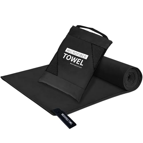 Soft and Quick-Drying Microfiber Towels Set for Gym Bag, Suitable for Sports Fitness, Yoga, Workout, Swimming YJMJ09 - color: Black