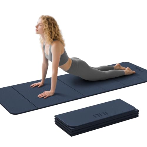 ILILI Foldable Yoga Mat 71 * 24 * 0.3 Inch - color: Dark Blue