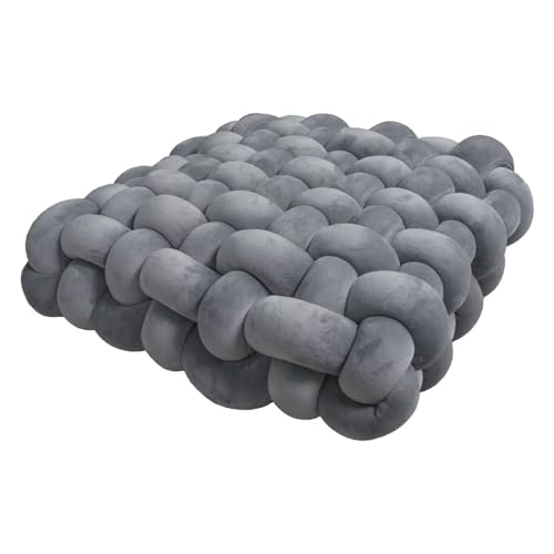 Knot Pillow Meditation Cushion Large Floor Cushions for Sitting Funky Throw Pillows Chair Pillows Soft Pads Square Knotted Seat Cushions for Home Decoration Living Room Bedroom Sofa Couch Grey - color: Grey, size: 14.5*13.5*4.5"