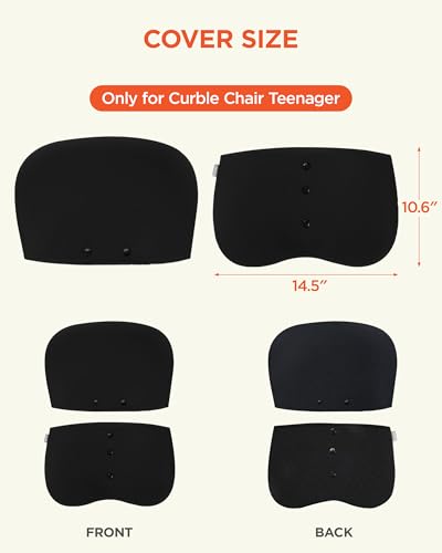 curble WIDER COVER, Detachable Cover for Teenager Chair, Ergonomic Chair Back Support and Lumbar Support (Cover Black) - color: Cover Black