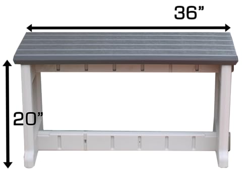 Bench, Deep Grey Top with Warm Grey Sides, 2 Pack - Proudly Made in The USA, Click and Lock Hardware-Free Assembly, Durable and Stylish Outdoor Seating - color: Deep Grey/Warm Grey, size: 2 Pack