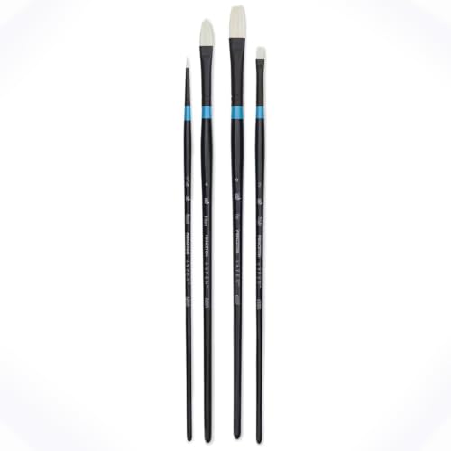 Princeton Aspen Professional Paint Brush Set, 4-Piece Long Handle Synthetic Brushes with Medium-Stiff, No-Shedding Bristles for Acrylic, Oil & Water-Soluble Oil Painting