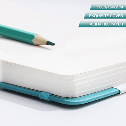Pocket Sketchbook, 5 × 5 in, 80 Sheets Small Sketch Book, Dark Blue | 160gsm Acid-Free Paper, Elastic Closure, Ribbon Bookmark, Compact Travel Size for Sketching On The Go - color: Dark Blue