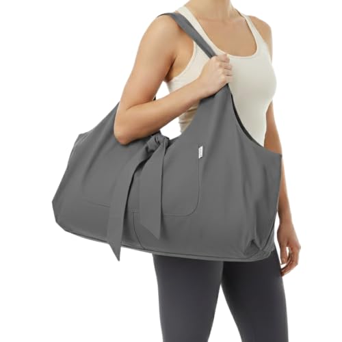 Yogiii Yoga Mat Bag | The ORIGINAL YogiiiTotePRO | Large Yoga Mat Bag or Yoga Mat Carrier with Side Pocket | Yoga Bag Fits Most Size Mats - color: Ash Gray