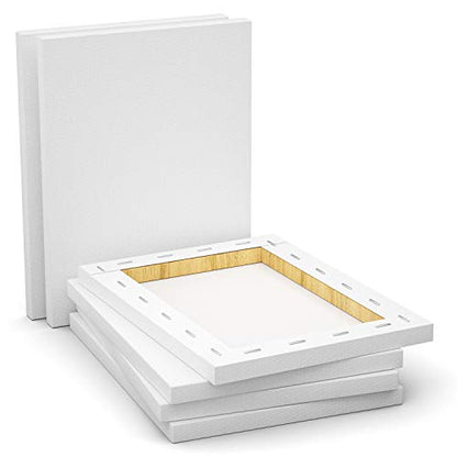 Stretched Canvas, 12x16 Inch Set of 6, Primed White - 100% Cotton Artist Canvas Boards for Painting, Acrylic Pouring, Oil Paint Dry & Wet Art Media | 100% Cotton Artist Canvas Boards for Painting, Acrylic Pouring, Oil Paint Dry & Wet Art Media - color: Wh