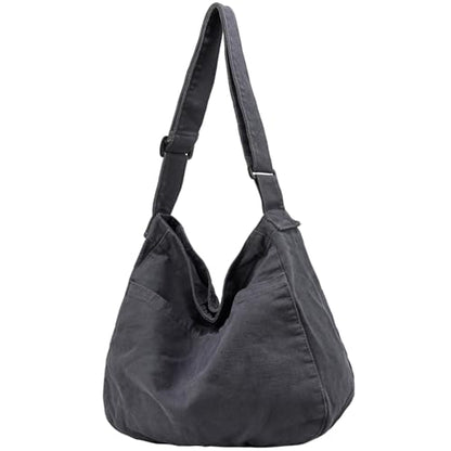 Canvas Tote Bag Casual Hobo Crossbody Shoulder Bag for Women and Men Large Purse Messenger Bag Travel Work - color: 1-grey