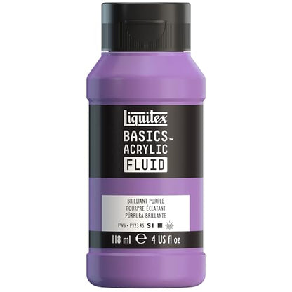 Liquitex BASICS Acrylic Fluid Paint, 4-oz Bottle, Brilliant Purple | Super Versatile, Fine Art Pigments; Fluid Consistency, Vibrant satin colors, Permanent, Lightfast, Water-Resistant Finish - color: Brilliant Purple, style: 118ml (4-oz)