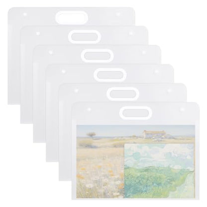 6 Pack Art Portfolio Folder 17.3"x13.2", A3 Size Plastic Portfolio for Artwork with Handle, Waterproof Art Storage Case for Posters, Drawings, Bulletin Boards