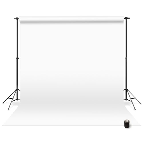 Denny Mfg Seamless Paper Backdrop for Photoshoot, True White 107 in x 36 ft | Backdrop Roll, Matte Finish for Portraits, Product Photos and Video Shoots, Includes Free Roll Gaffer Tape (2 in x 13 ft) - color: True White, size: 107 in x 36 ft