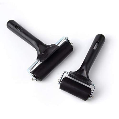 2Pcs Rubber Roller Brayer Rollers Hard Rubber 4 and 2.2 Inch for Printmaking (Black) by HRLORKC… - size: 1pack 2.2inch+1pack 4inch