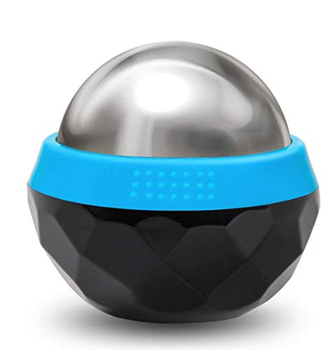 Coolrunner Cold Massage Roller Ball, Cryosphere Cold Massage Ball- Heat Therapy & Cold Therapy Relief with Cold Gel Core- Helps with Muscles Recovery and Inflammation for Shoulders, Neck (Black Blue) | Heat Therapy & Cold Therapy Relief, Helps with Muscle