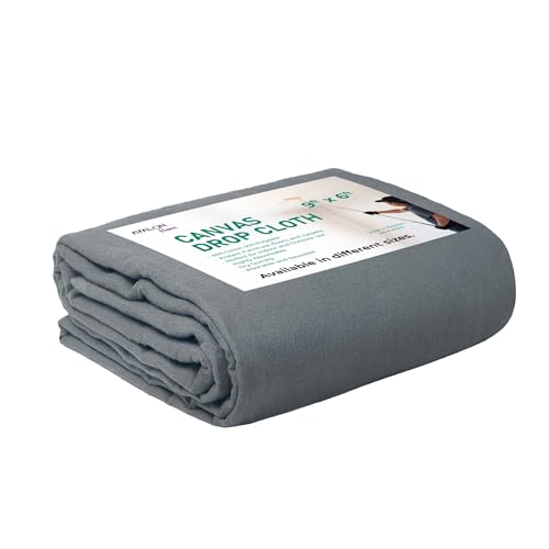 Canvas Drop Cloth for Painting 9x6 feet Pack of 1-8oz Painters Drop Cloths for Painting - All Purpose Canvas Tarps for Floor & Furniture Protection - Recycled Cotton Fabric - color: Gray, size: 9x6 Ft - 1 pc