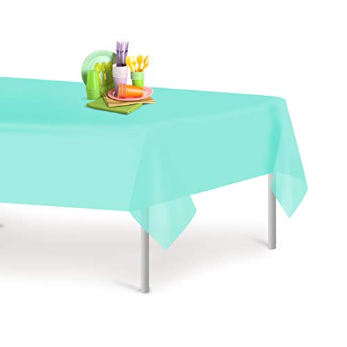 Aqua 1 Pack Premium Disposable Plastic Tablecloth 54 Inch. x 108 Inch. Rectangle Table Cover - color: Aqua, size: 1 Pack Rectangle