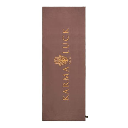 KARMA AND LUCK Sacred Harmony Yoga Towel, Absorbent, Non-Slip Hot Yoga Mat Towel, Silicone Grip & Soft Terry Suede for Mindful Movement & Spiritual Alignment, 26” x 72” - color: Sacred